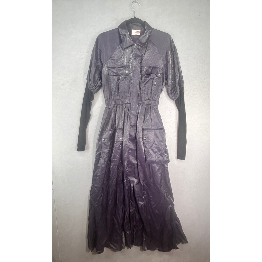 Samant Chauhan Anthropology Metallic Purple Utility Maxi Dress Long Sleeve XS